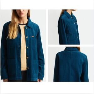 Brixton Survey Chore Coat Women's L Teal Blue Corduroy Pockets Shacket Fall
